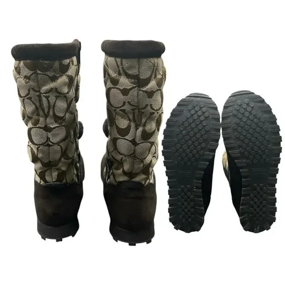 Coach Boots Women’s Size US6 Juniper 12CSIG Suede Signature in Brown - Picture 4 of 7